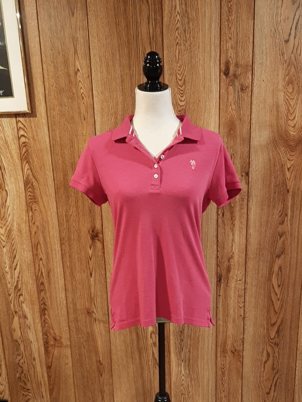 U.S. Polo Assn. Pink Henley Short-Sleeve Button Top (M)